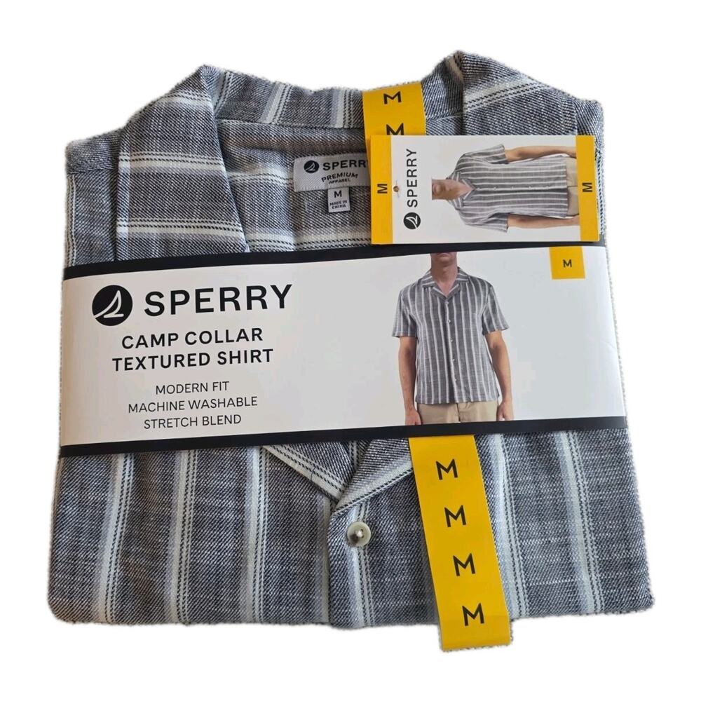 Sperry Camp Collar Textured Button Down Shirt Men's Size Medium
